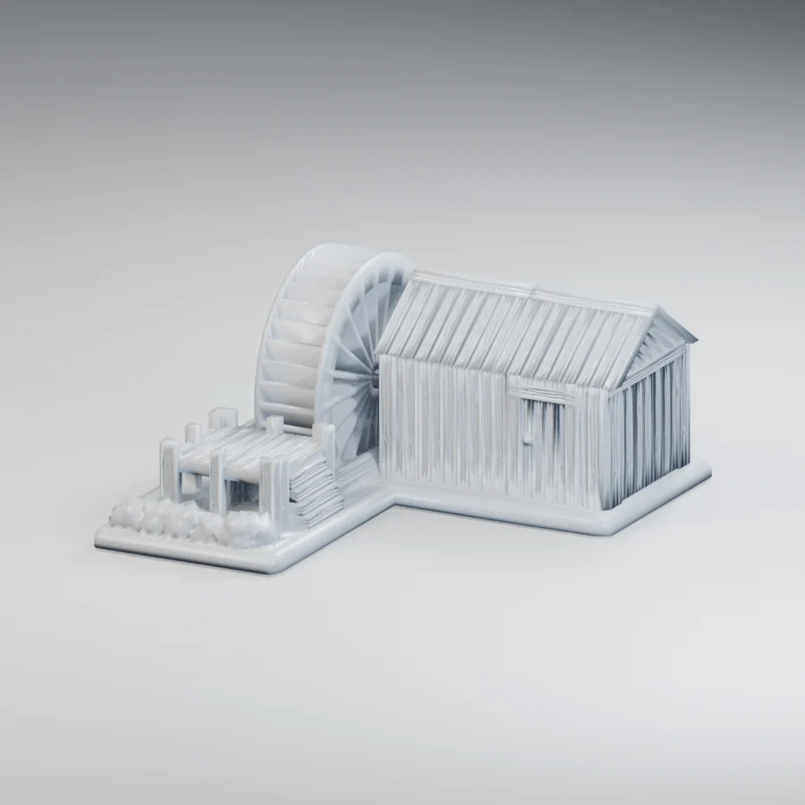 Moulin à eau et remise — cinq échelles