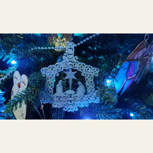Christmas Nativity with a swirl filagree stable