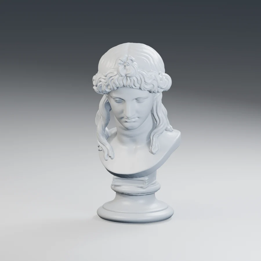 Femme aux longues boucles et aux cheveux relevés