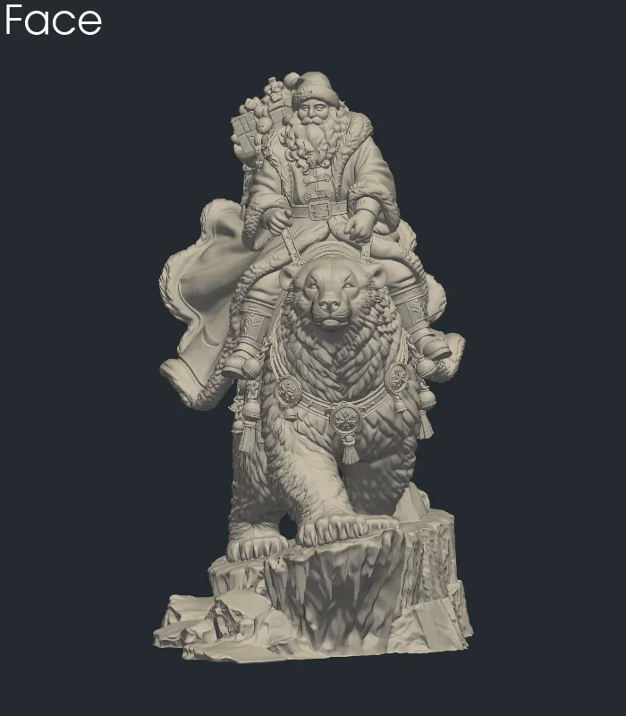 Le Père Noël chevaucheur d'ours polaire — STL révisé — Face avant